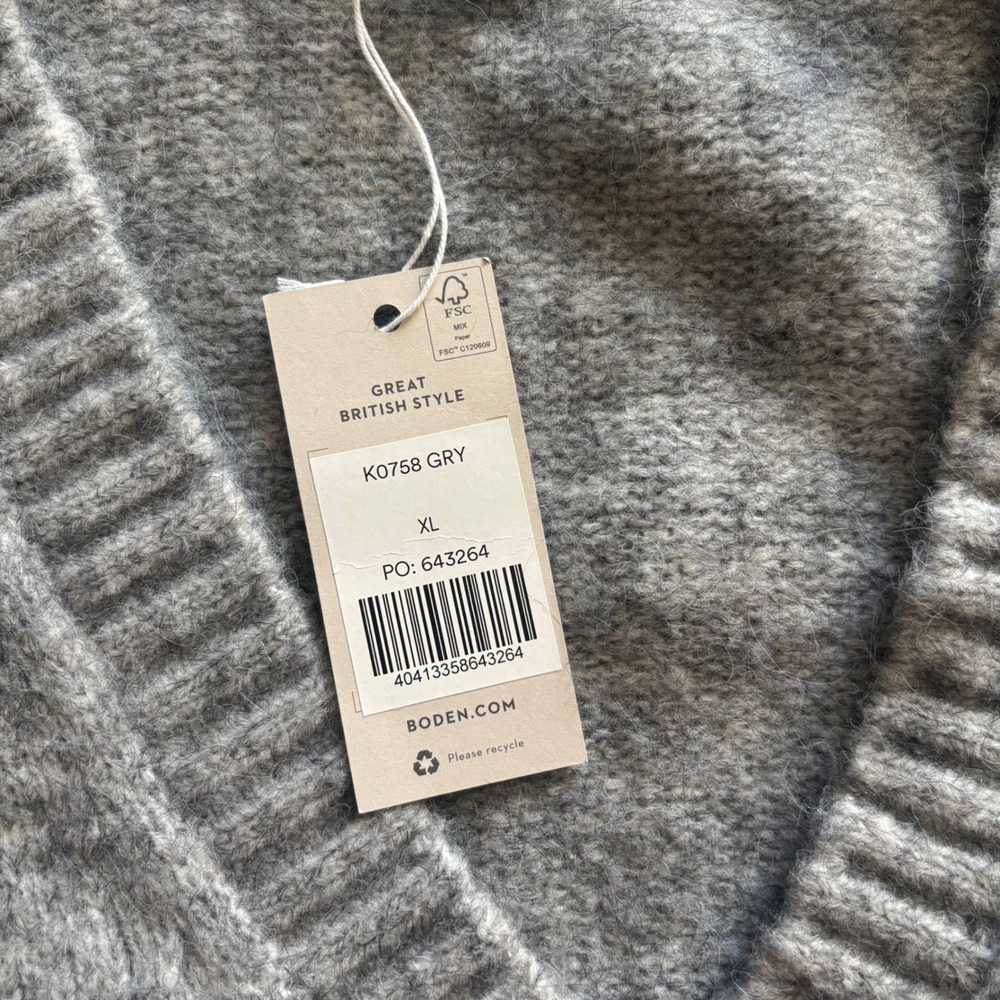 Boden Wool Mohair Blend Fuzzy Crop Sweater Vest Gray Sleeveless Women's Size XL - Picture 4 of 6